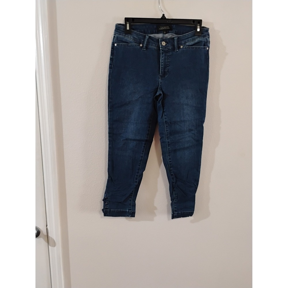 Talbots Flawless Five-Pocket Dark Wash Ankle Jeans with Button Hem Detail Size 2
